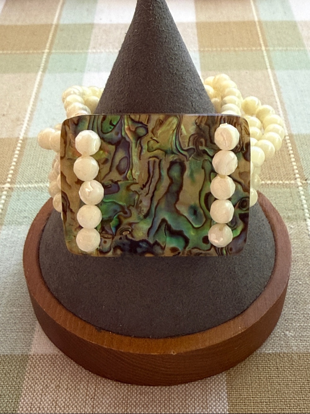 Sally C. Treasures Abalone Shell Beaded Stretch Bracelet